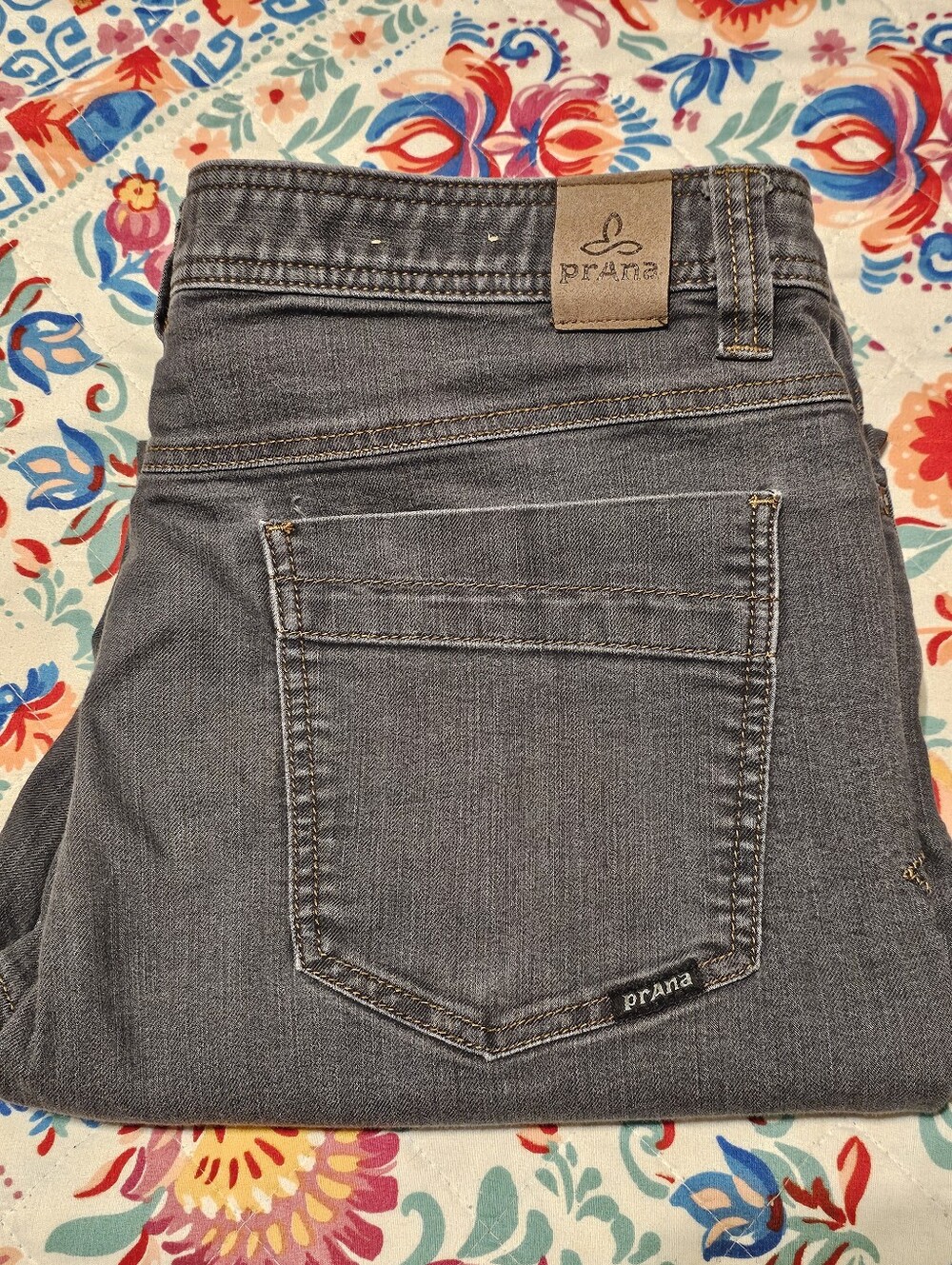 prAna Men's Slim Fit Gray Stretch Denim Jeans 36x30 Charcoal Outdoor Pants